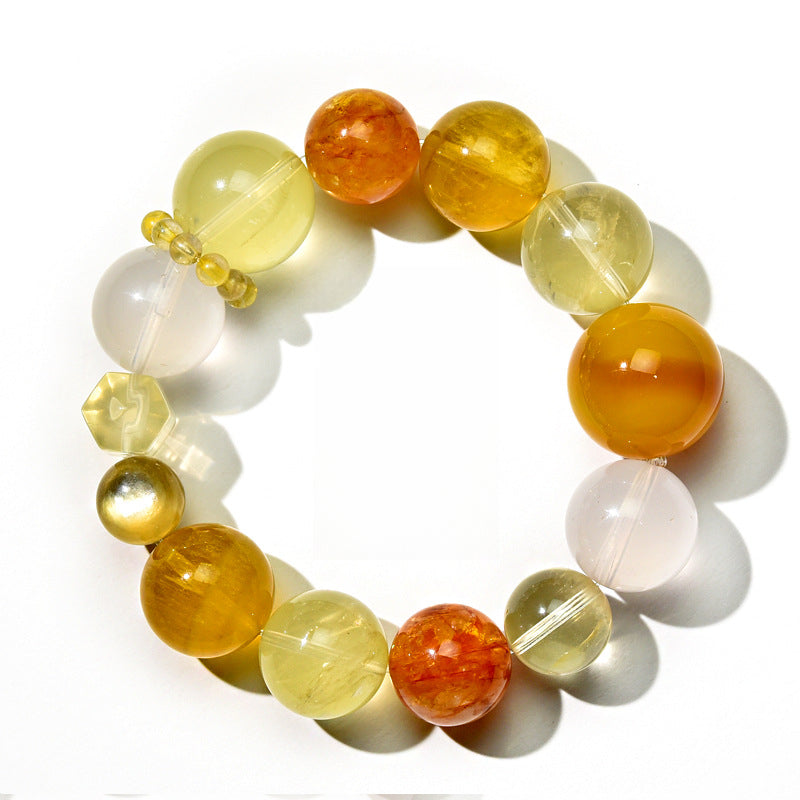 Lucky Duobao Crystal Bracelet Citrine Gold Lithium Xanthate Flower Milk White Crystal Natural Crystal