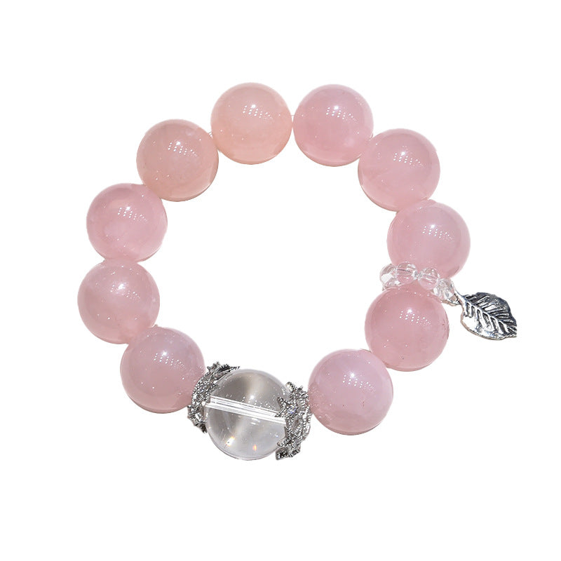 Natural powder crystal bracelet, simple white crystal single ring bracelet.