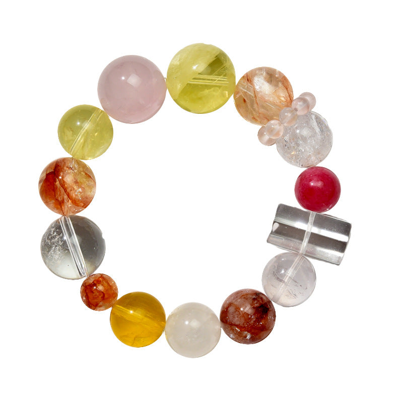 Duobao Lucky Transshipment Natural Citrine Pink Crystal Bracelet Crystal Pillar Original Design Women's Fashion Bracelet