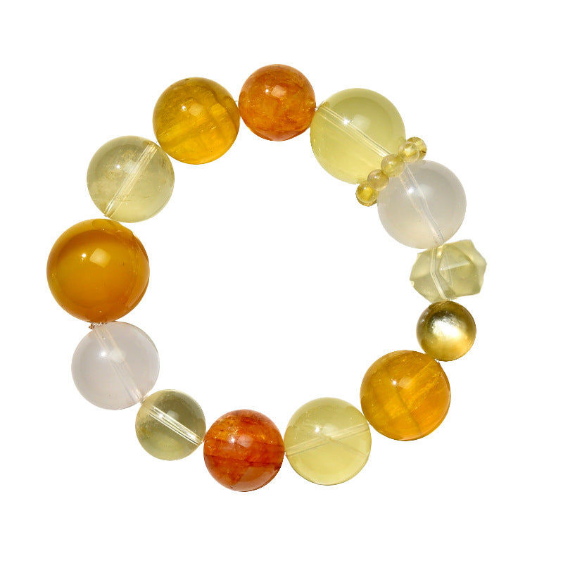 Lucky Duobao Crystal Bracelet Citrine Gold Lithium Xanthate Flower Milk White Crystal Natural Crystal