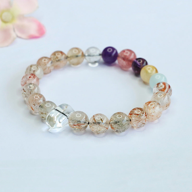 Natural black gold super seven bracelet, amethyst Duobao crystal bracelet.