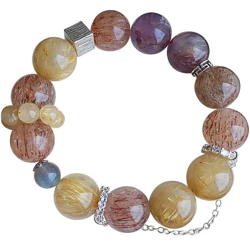 Natural yellow hair crystal black gold super bracelet women's high sense of extravagance exquisite fashion natural crystal jewelry