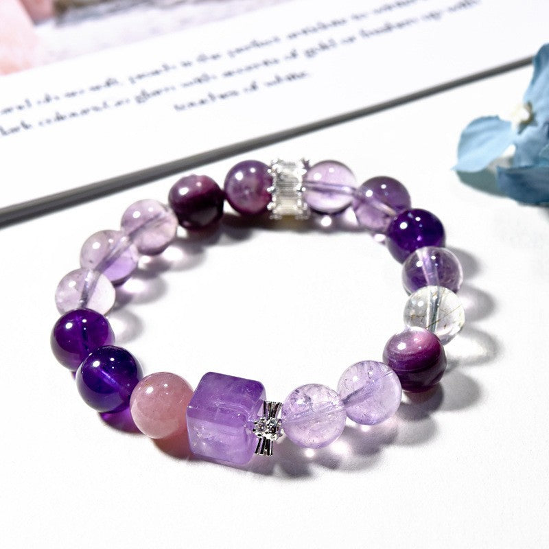 Natural amethyst purple rabbit fur design bracelet transfer bracelet