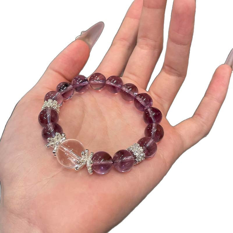 Natural amethyst bracelet, high-grade real rough stone bracelet, lucky transfer, women's nine purple from the fire, gift.