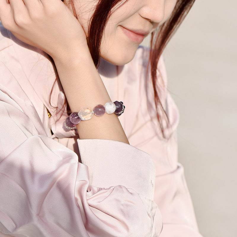 Natural amethyst purple rabbit fur design bracelet transfer bracelet
