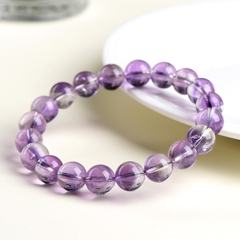 Grade 7A old mine purple rabbit hair round bead bracelet, ice purple rabbit hair crystal loose bead bracelet.