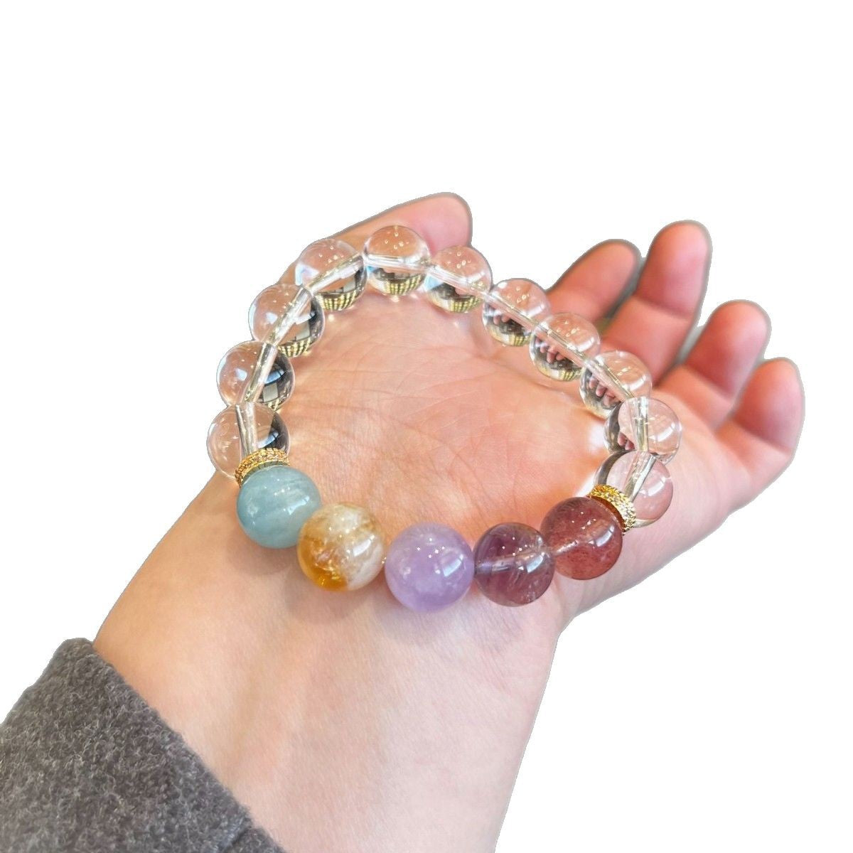 Natural White Crystal Bracelet Color Duobao Beads Wholesale Explosive Aquamarine Crystal Bracelet