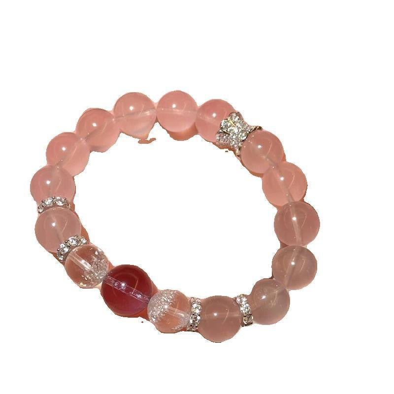 Natural pink crystal bracelet increases peach blossom luck bracelet girls amethyst transfer bead jewelry