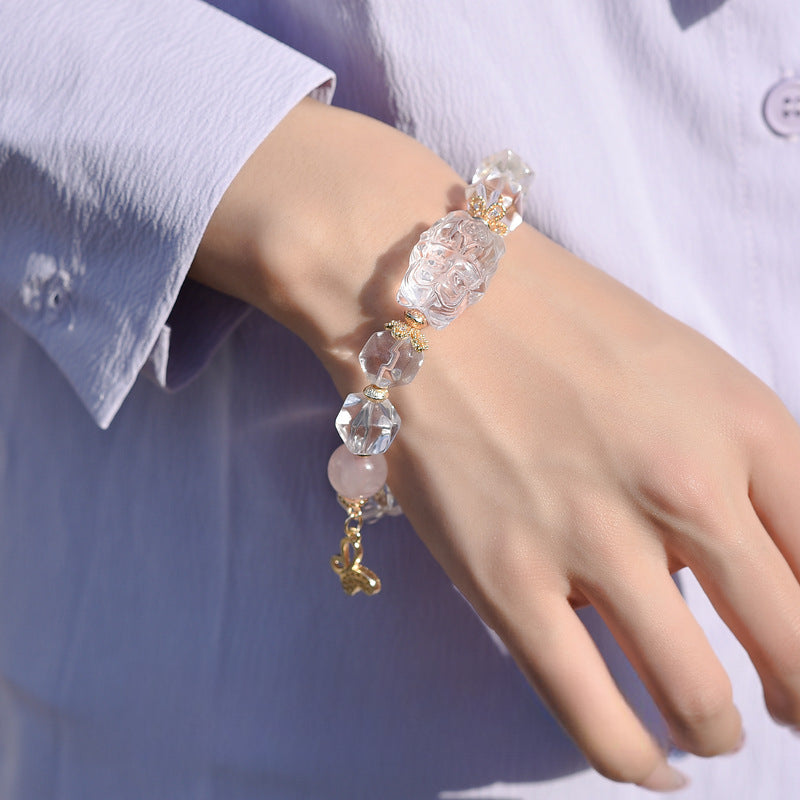 Natural white crystal fox faceted bracelet.