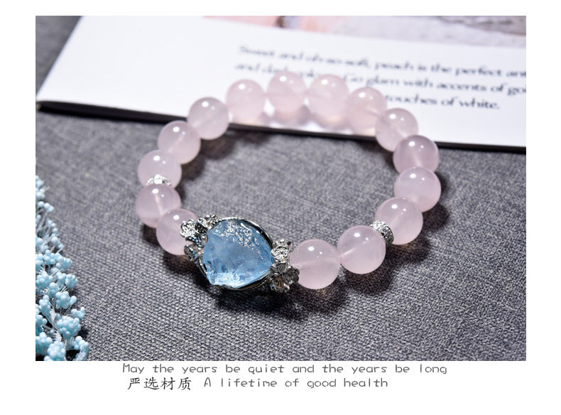 Natural powder crystal bracelet recruit peach blossom light luxury sweet beautiful woman