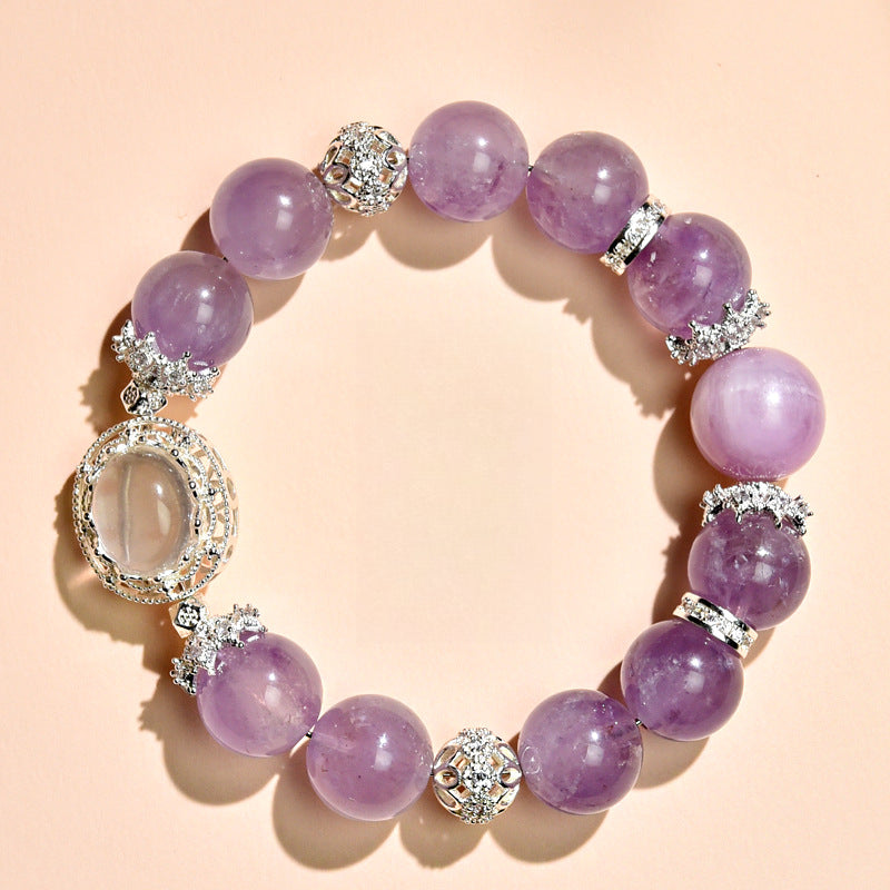 Natural lavender amethyst fashion original bracelet color retention micro-inlaid egg surface magic box women's bracelet