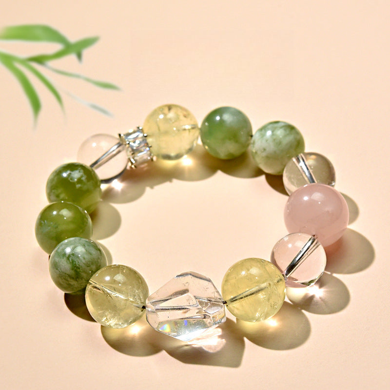 Natural pink purple and citrine crystal Duobao candy bracelet, fresh and sweet macaron girl bracelet.