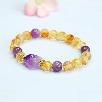 Natural amethyst bracelet, Huangta crystal bracelet, nine purple fire fortune jewelry.
