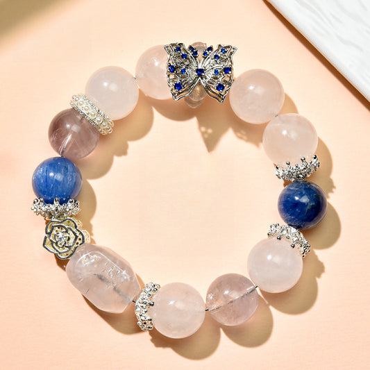 White Ghost Crystal Bracelet Micro-inlaid Butterfly Moonstone Running Ring Fashion Design Women's Bracelet