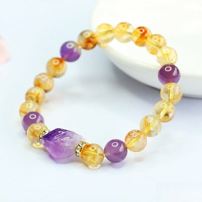 Natural amethyst bracelet, Huangta crystal bracelet, nine purple fire fortune jewelry.