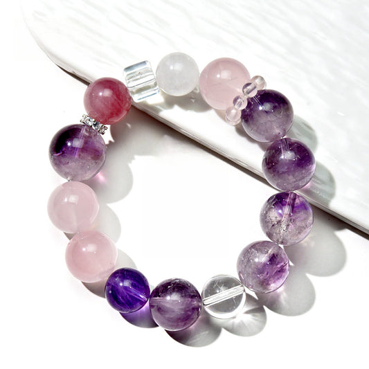 Natural amethyst purple rabbit fur design bracelet transfer bracelet