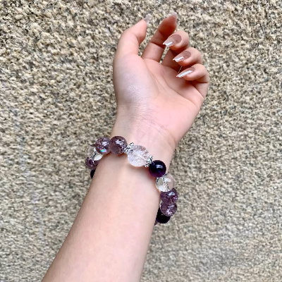 2025 Year of the Snake bracelet, natural amethyst bracelet, simple and high-end nine-way purple fire beaded popular jewelry