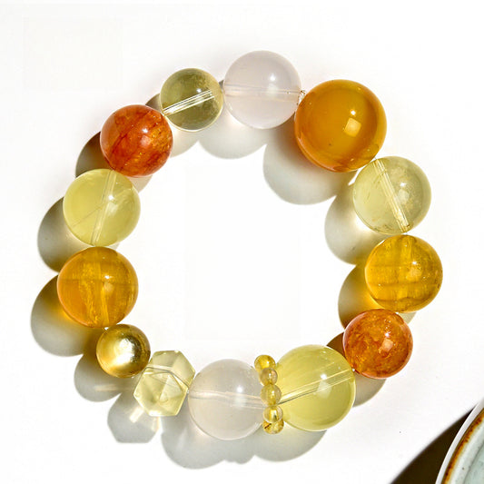 Lucky Duobao Crystal Bracelet Citrine Gold Lithium Xanthate Flower Milk White Crystal Natural Crystal