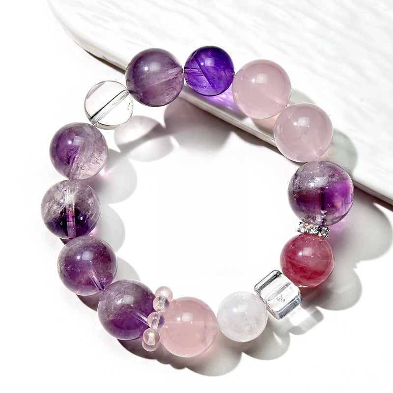 Natural amethyst purple rabbit fur design bracelet transfer bracelet