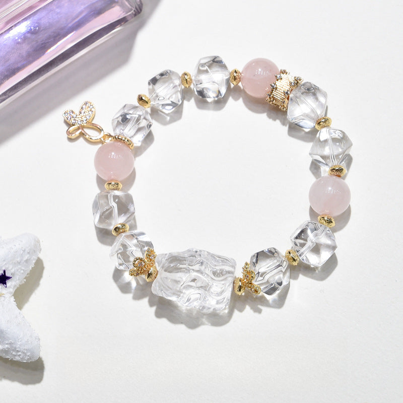 Natural white crystal fox faceted bracelet.