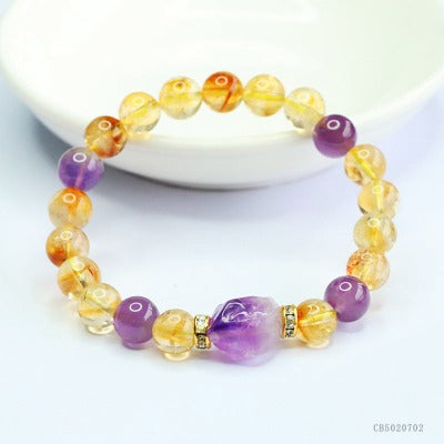 Natural amethyst bracelet, Huangta crystal bracelet, nine purple fire fortune jewelry.