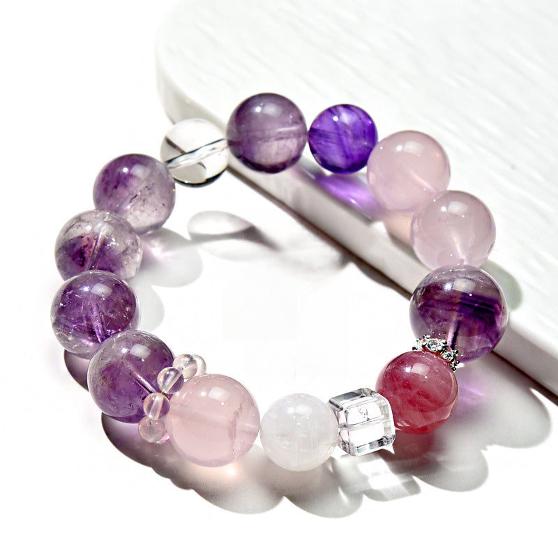 Natural amethyst purple rabbit fur design bracelet transfer bracelet
