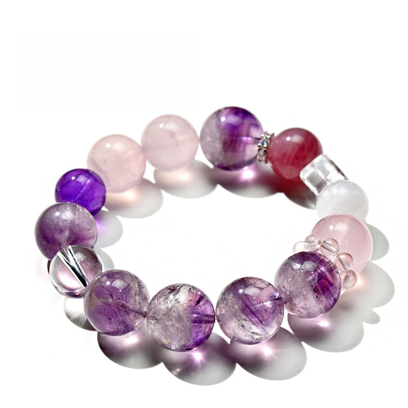 Natural amethyst purple rabbit fur design bracelet transfer bracelet