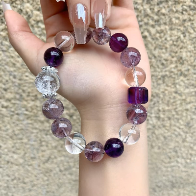 2025 Year of the Snake bracelet, natural amethyst bracelet, simple and high-end nine-way purple fire beaded popular jewelry