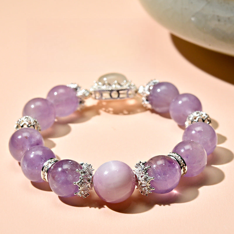 Natural lavender amethyst fashion original bracelet color retention micro-inlaid egg surface magic box women's bracelet