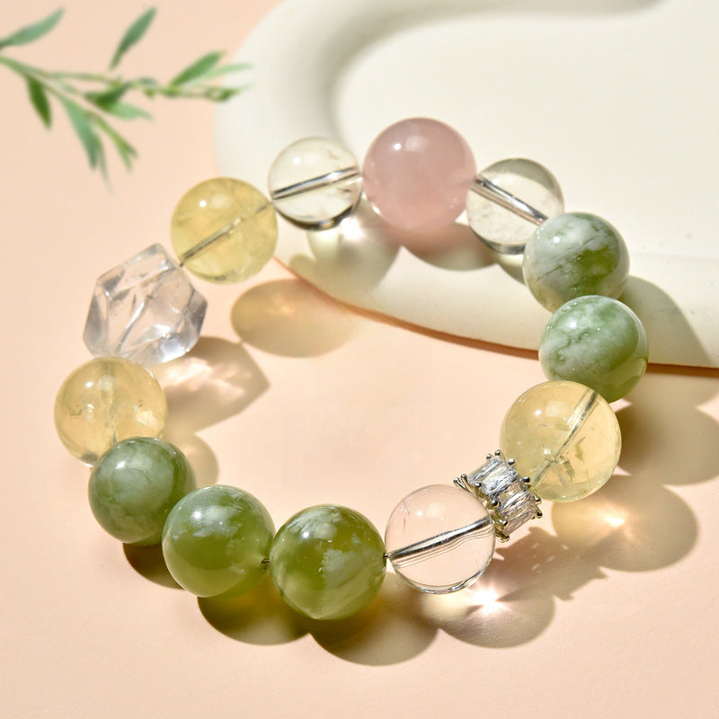 Natural pink purple and citrine crystal Duobao candy bracelet, fresh and sweet macaron girl bracelet.
