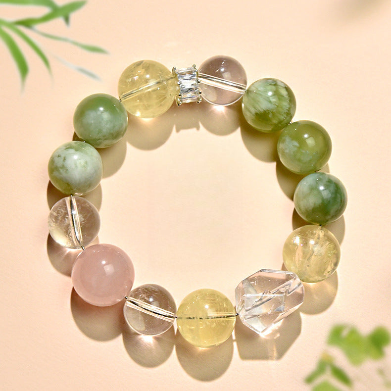 Natural pink purple and citrine crystal Duobao candy bracelet, fresh and sweet macaron girl bracelet.