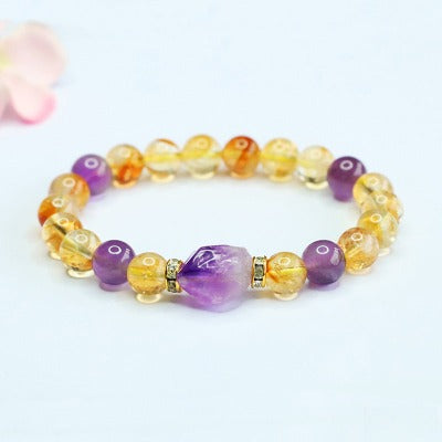 Natural amethyst bracelet, Huangta crystal bracelet, nine purple fire fortune jewelry.