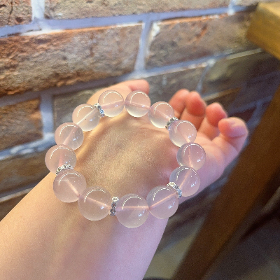 Natural star powder round bead bracelet women's Mozambique powder crystal bracelet light luxury high-end beaded jewelry