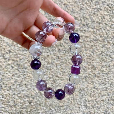 2025 Year of the Snake bracelet, natural amethyst bracelet, simple and high-end nine-way purple fire beaded popular jewelry