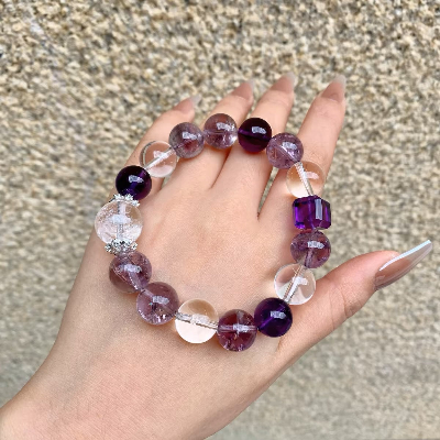 2025 Year of the Snake bracelet, natural amethyst bracelet, simple and high-end nine-way purple fire beaded popular jewelry