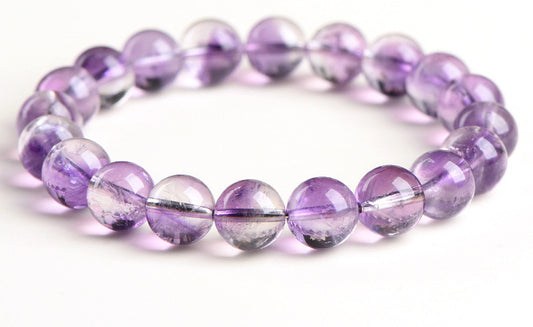 Grade 7A old mine purple rabbit hair round bead bracelet, ice purple rabbit hair crystal loose bead bracelet.