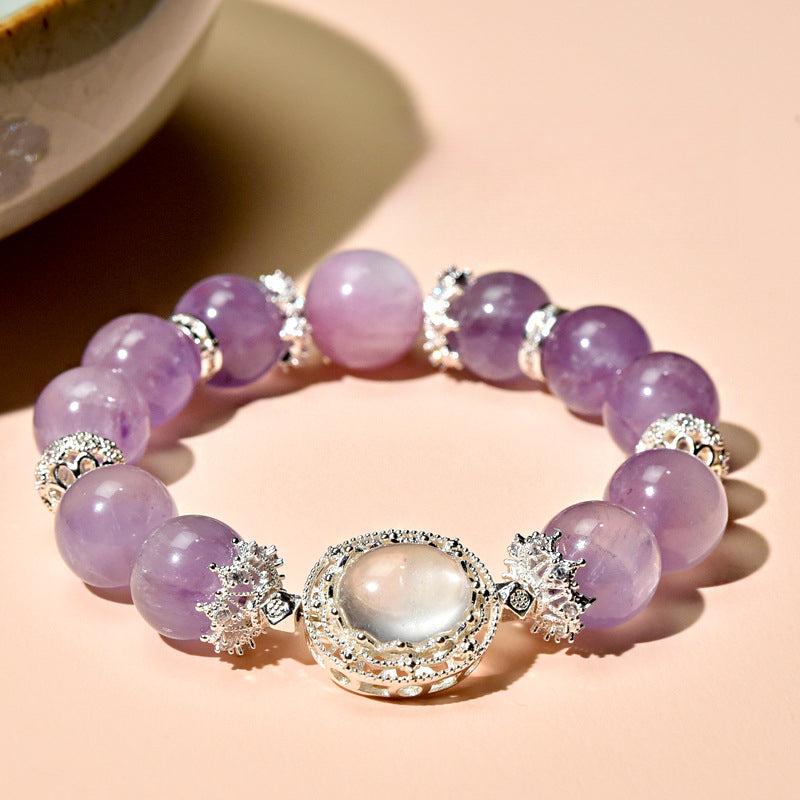 Natural lavender amethyst fashion original bracelet color retention micro-inlaid egg surface magic box women's bracelet