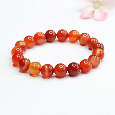 Natural agate bracelet, silk striped chalcedony bracelet.