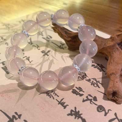 Natural star powder round bead bracelet women's Mozambique powder crystal bracelet light luxury high-end beaded jewelry