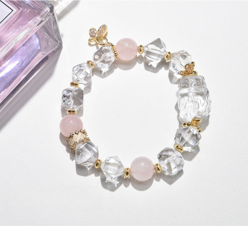 Natural white crystal fox faceted bracelet.