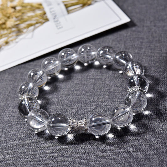 Natural white crystal bracelet, women's micro-inlaid zircon waist beads, almost pure body bracelet, plain circle, simple and clear white crystal bracelet.