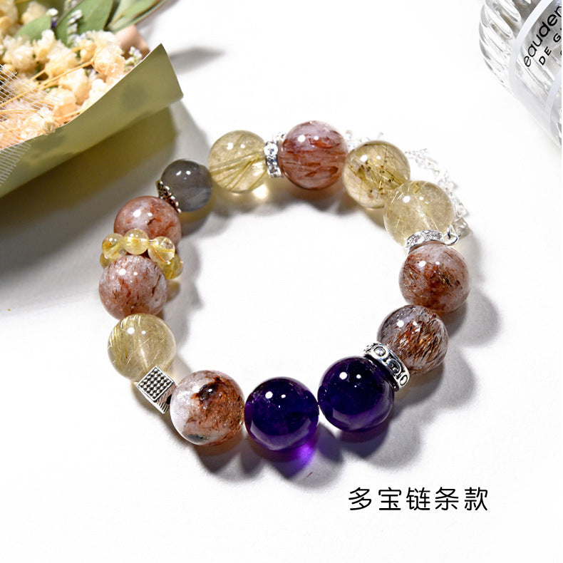 Natural crystal bracelet DIY amethyst black gold super golden hair crystal bracelet.
