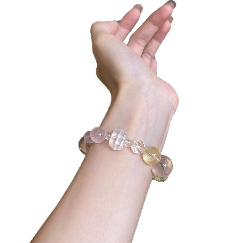 Natural powder crystal citrine nine-tailed fox bracelet female white crystal dragon turtle recruit peach blossom fortune transfer girlfriend bracelet