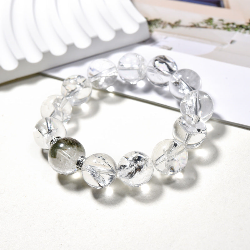 Natural White Crystal Asai Bracelet Green Ghost Bead Separator Crystal Bracelet