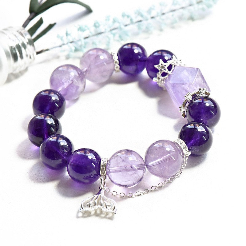 Natural amethyst purple rabbit fur design bracelet transfer bracelet