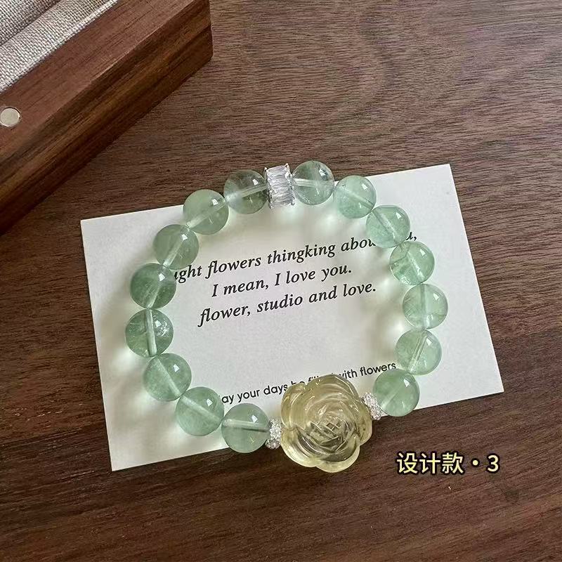 Natural Lemon Citrine Green Fluorite Bracelet Women's Suitable for Summer Clear Jewelry