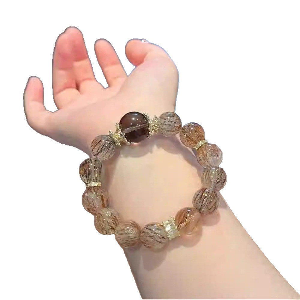 2025 new natural black gold super seven tea crystal original design business bracelet bracelet men's and women's jewelry