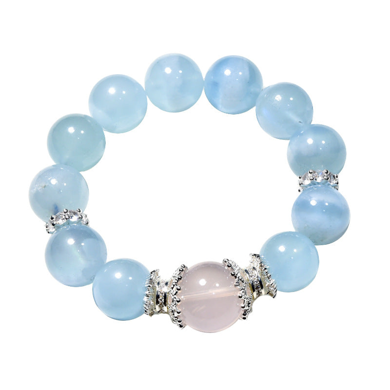 Natural Aquamarine bracelet, fresh, fashionable and atmospheric women's bracelet.