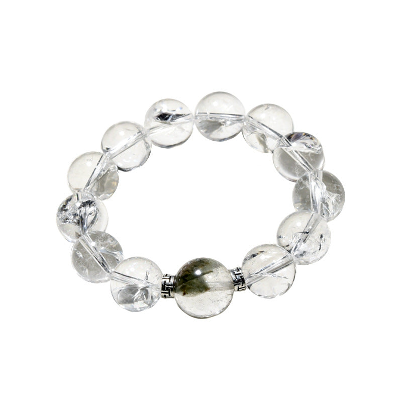 Natural White Crystal Asai Bracelet Green Ghost Bead Separator Crystal Bracelet
