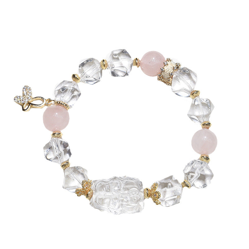 Natural white crystal fox faceted bracelet.